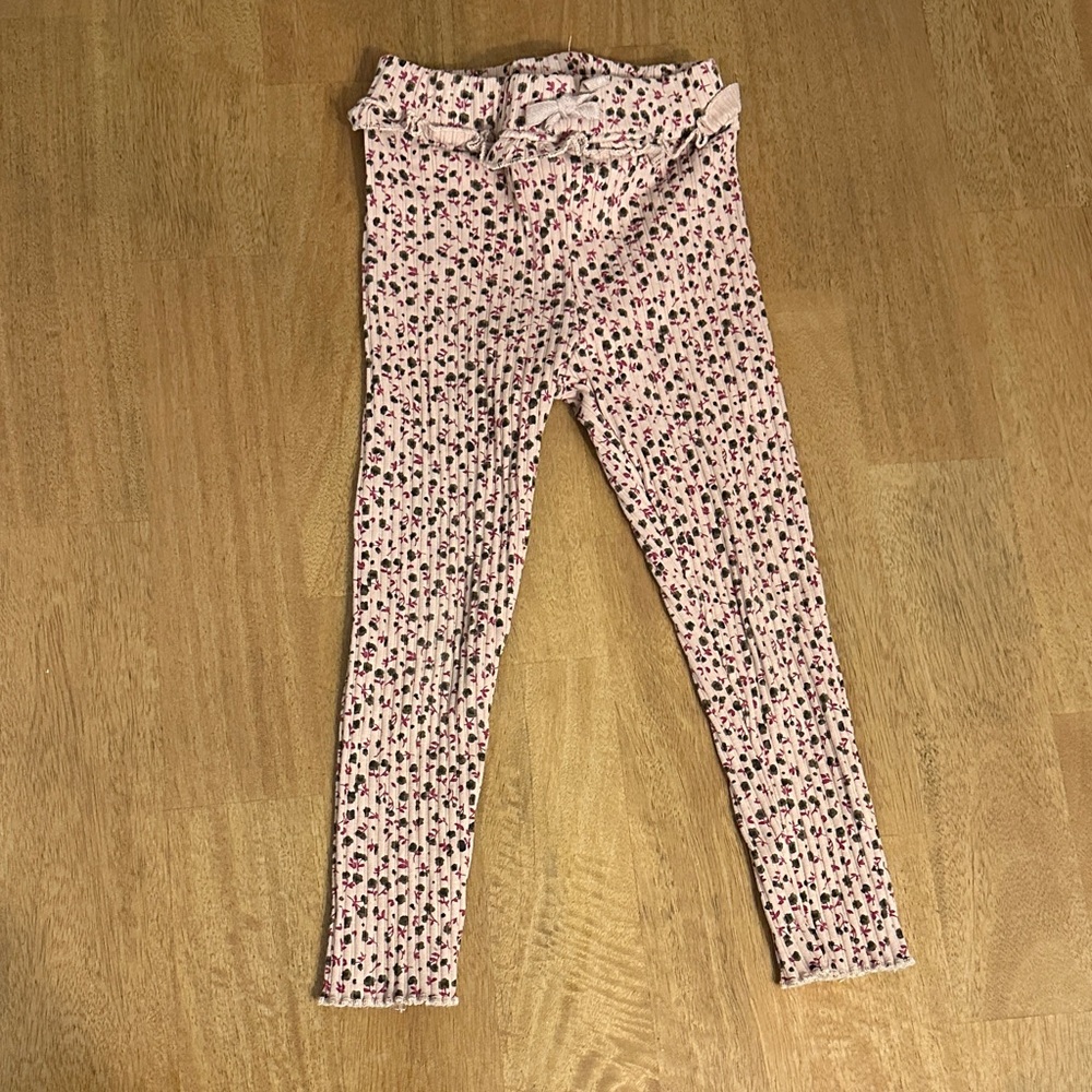 Zara Pink Floral Ruffle Waist Girls' Leggings 4 Years